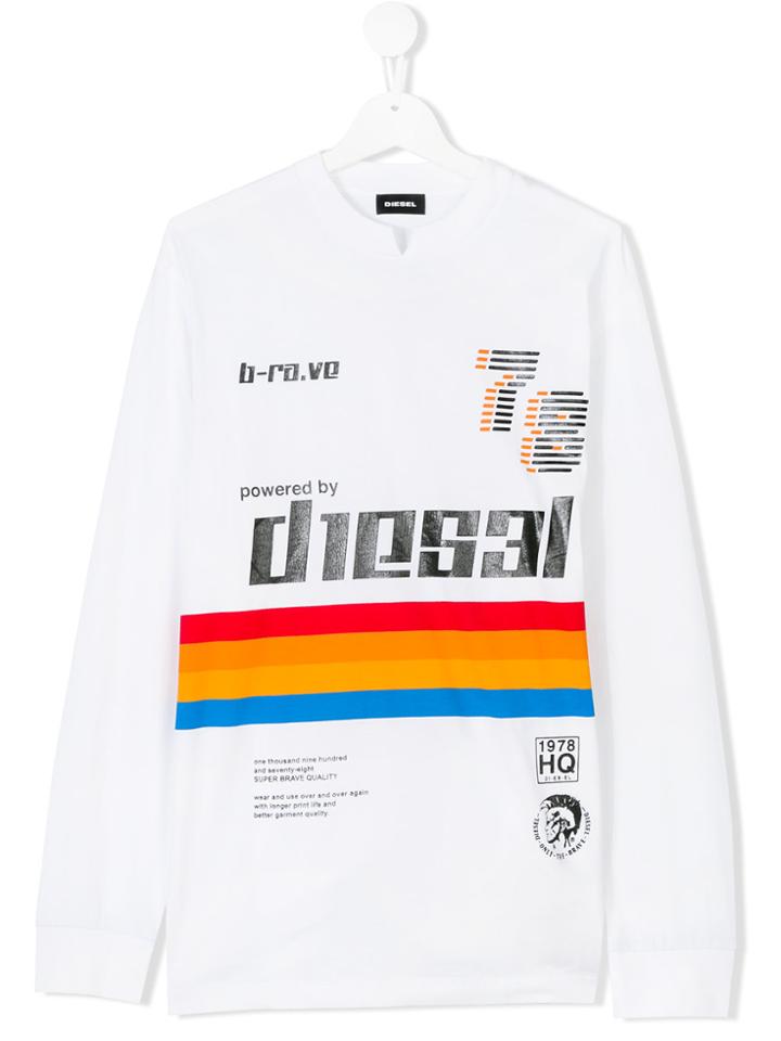 Diesel Kids Powered By Diesel Print Top - White