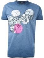 Dsquared2 Skull Print T-shirt, Men's, Size: Xxxl, Blue, Cotton