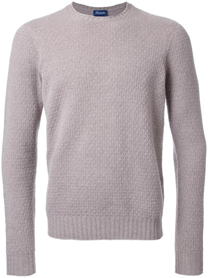 Drumohr Crew Neck Jumper, Men's, Size: 54, Grey, Wool