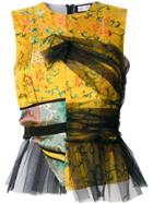 Act N&deg;1 Mesh Detail Floral Jacquard Top - Yellow & Orange