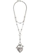 Red Valentino Heart Shaped Chain Necklace - Metallic