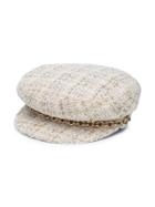 Maison Michel Tweed Baker Boy Hat - Neutrals
