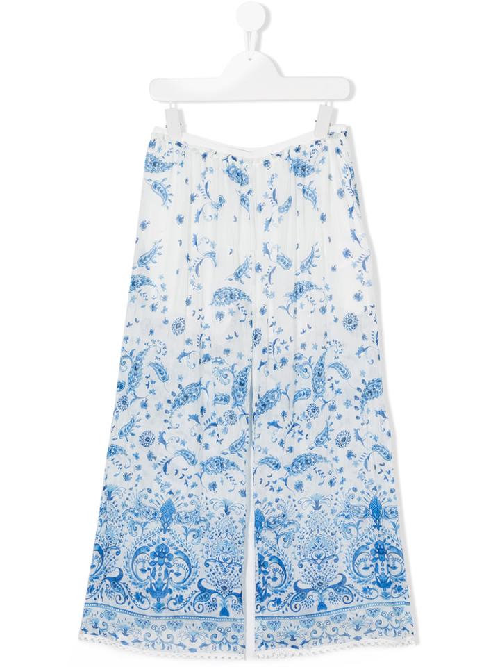 Ermanno Scervino Junior Floral Print Trousers - Blue