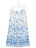 Ermanno Scervino Junior Floral Print Trousers - Blue