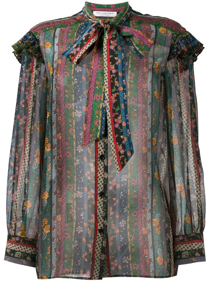 Philosophy Di Lorenzo Serafini Floral Print Sheer Blouse, Women's, Size: 42, Silk