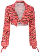 Amir Slama Printed Cropped Top - Red