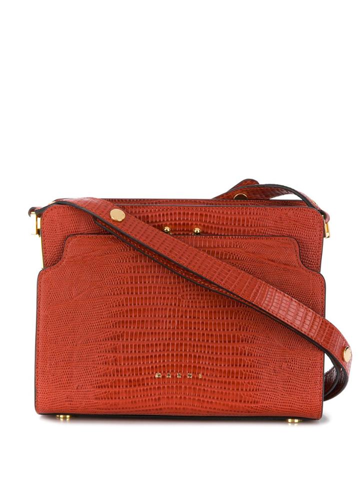Marni Crocodile-embossed Shoulder Bag - Red