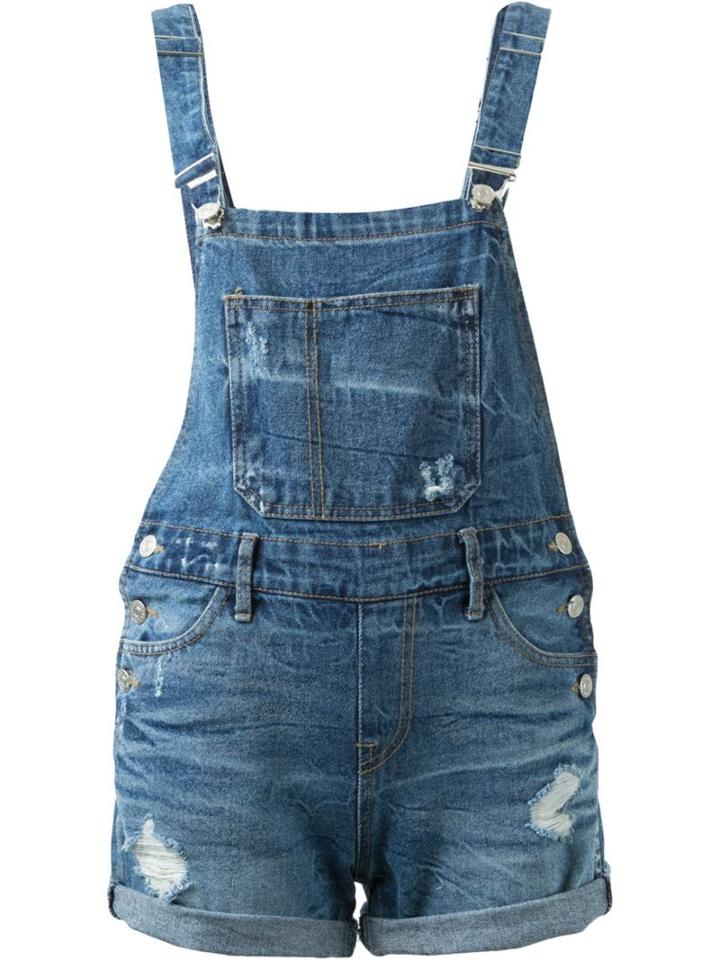 Guild Prime Distressed Short Overalls, Women's, Size: 36, Blue, Cotton