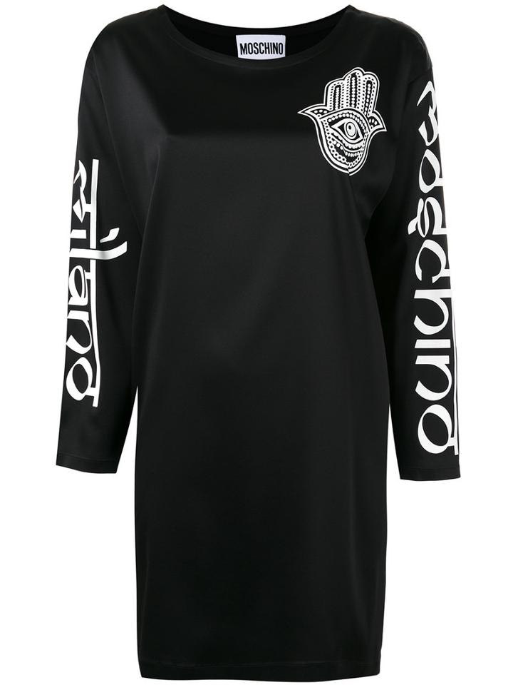 Moschino T-shirt Dress, Women's, Size: 48, Black, Acetate/rayon/other Fibers