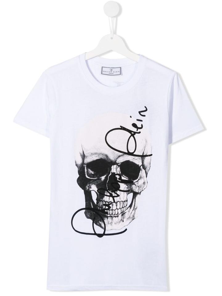 Philipp Plein Junior Skull Logo Print T-shirt - White
