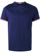 Moncler Striped Trim T-shirt, Men's, Size: Large, Blue, Cotton