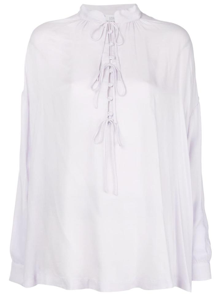 Iro Lace-up Flared Blouse - Pink & Purple