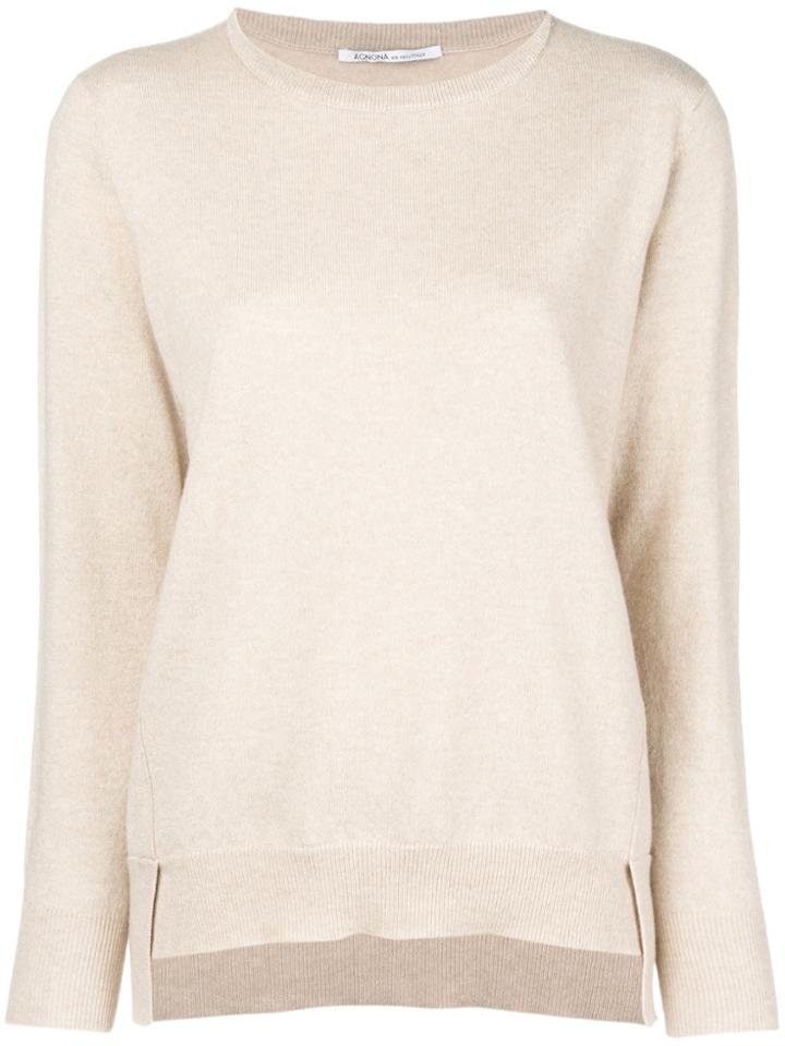 Agnona Round Neck Jumper - Nude & Neutrals