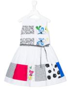 Simonetta - Patchwork Print Belted Dress - Kids - Cotton - 6 Yrs, White
