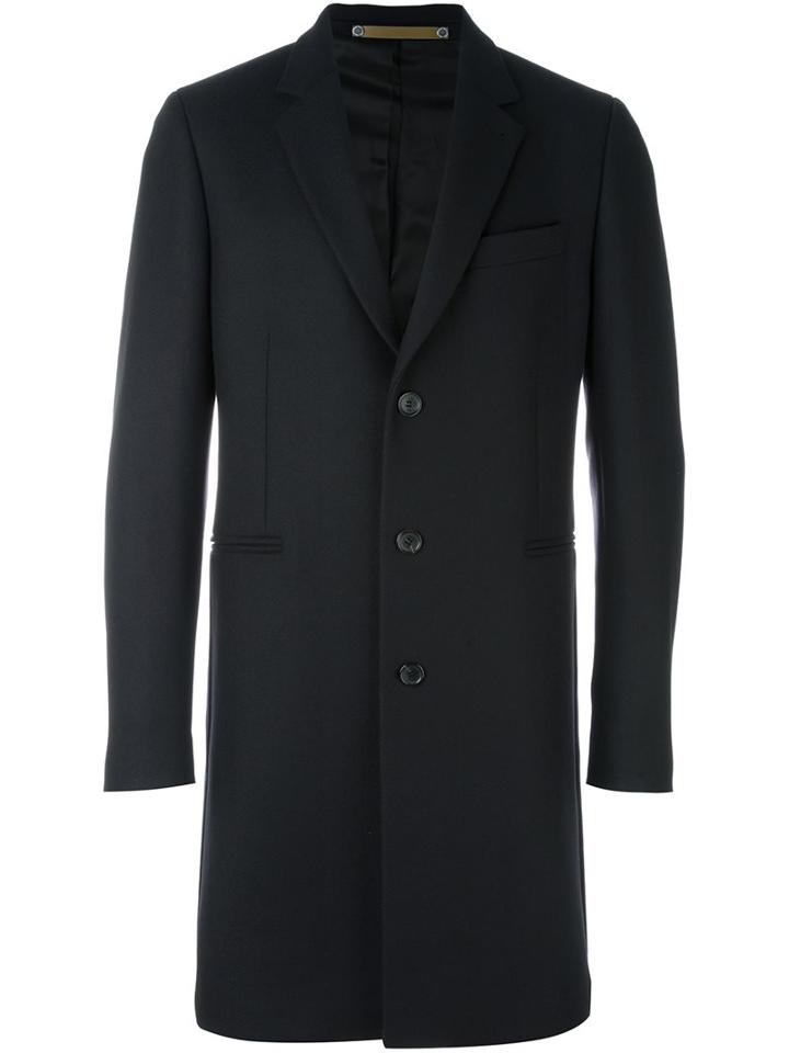 Ps By Paul Smith Classic Single Breasted Coat, Men's, Size: Small, Blue, Nylon/viscose/cashmere/wool