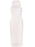 Cushnie Et Ochs - Ribbed Detail Fitted Dress - Women - Polyester/rayon - L, Nude/neutrals, Polyester/rayon