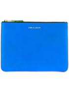 Comme Des Garçons Wallet - Zipped Clutch - Unisex - Calf Leather - One Size, Blue, Calf Leather