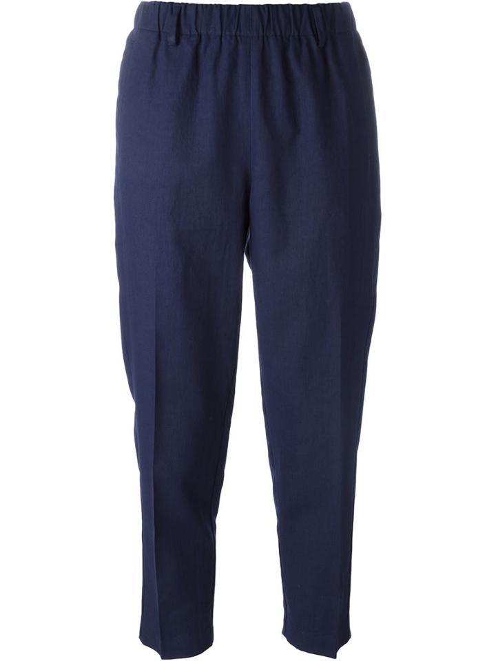 Forte Forte Tapered Cropped Trousers, Women's, Size: Ii, Blue, Linen/flax/cotton