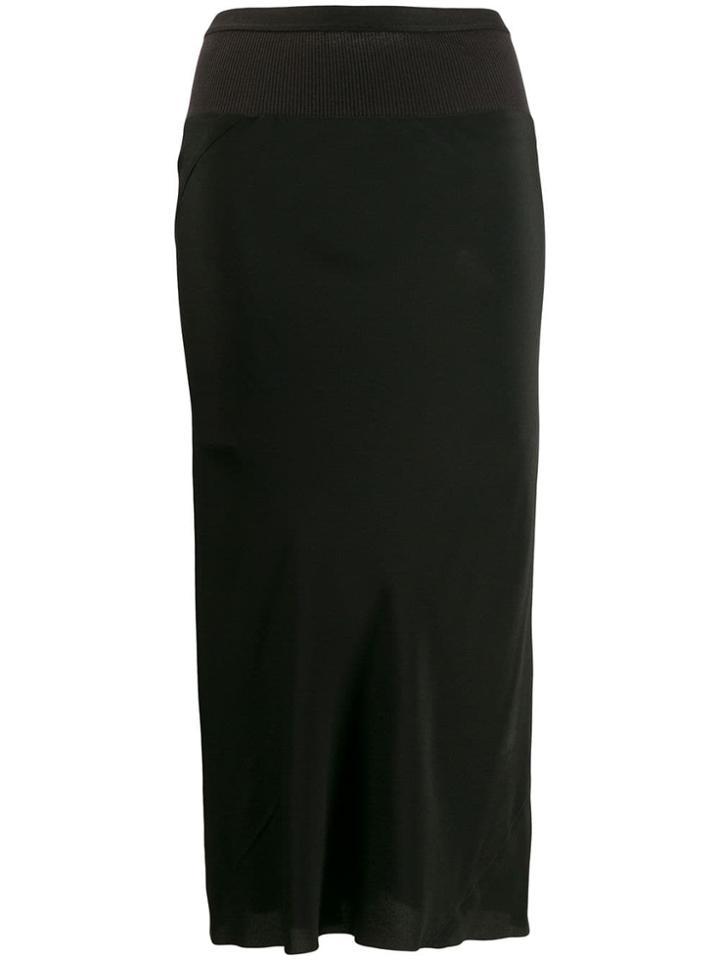 Rick Owens Ribbed Waist Pencil Skirt - Black