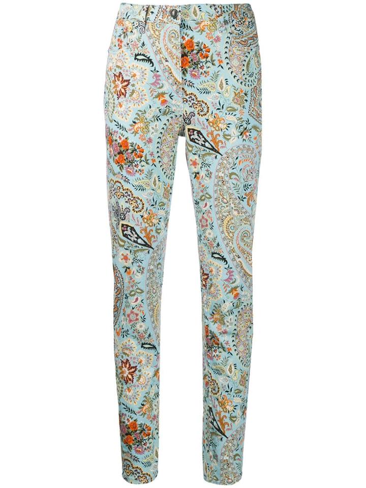 Etro Patterned Slim-fit Jeans - Blue