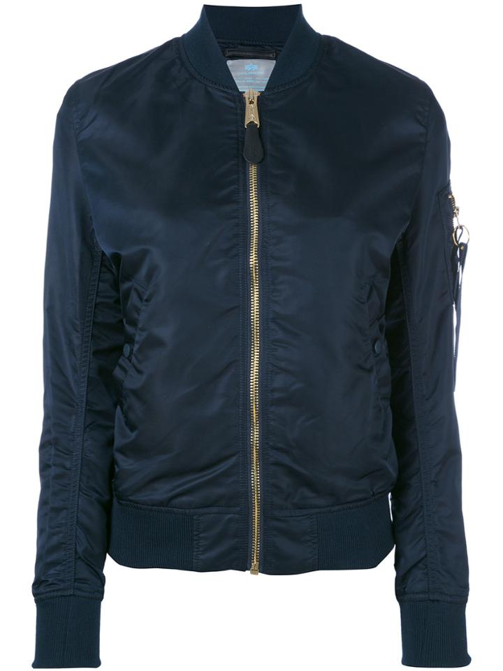 Alpha Industries Arm Pocket Bomber Jacket - Blue