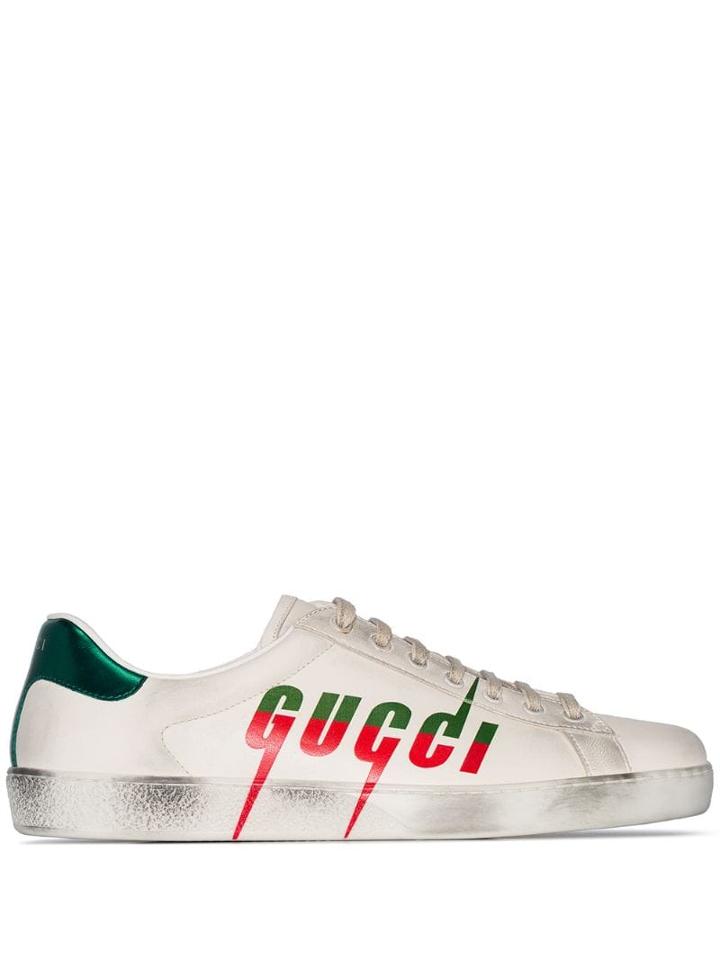 Gucci Ace Logo Printed Sneakers - White