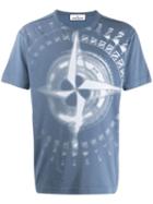 Stone Island Blurry Compass Print T-shirt - Blue