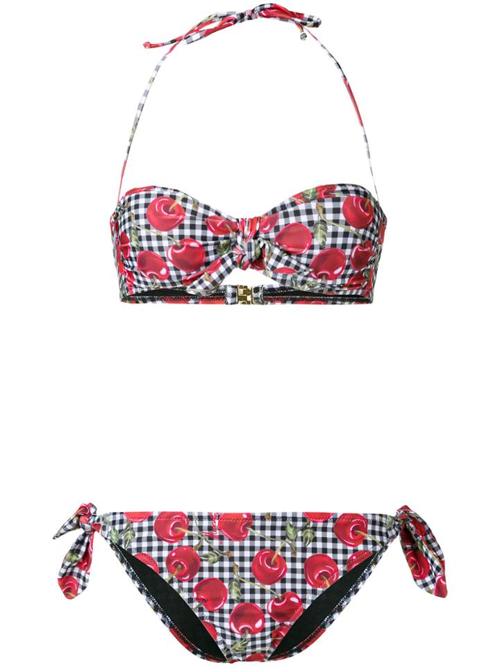 Moschino Cherry Check Print Bikini - Red