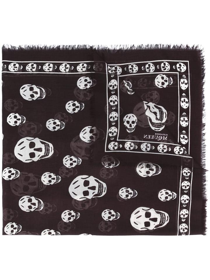 Alexander Mcqueen 'skull' Scarf, Men's, Red, Silk/modal