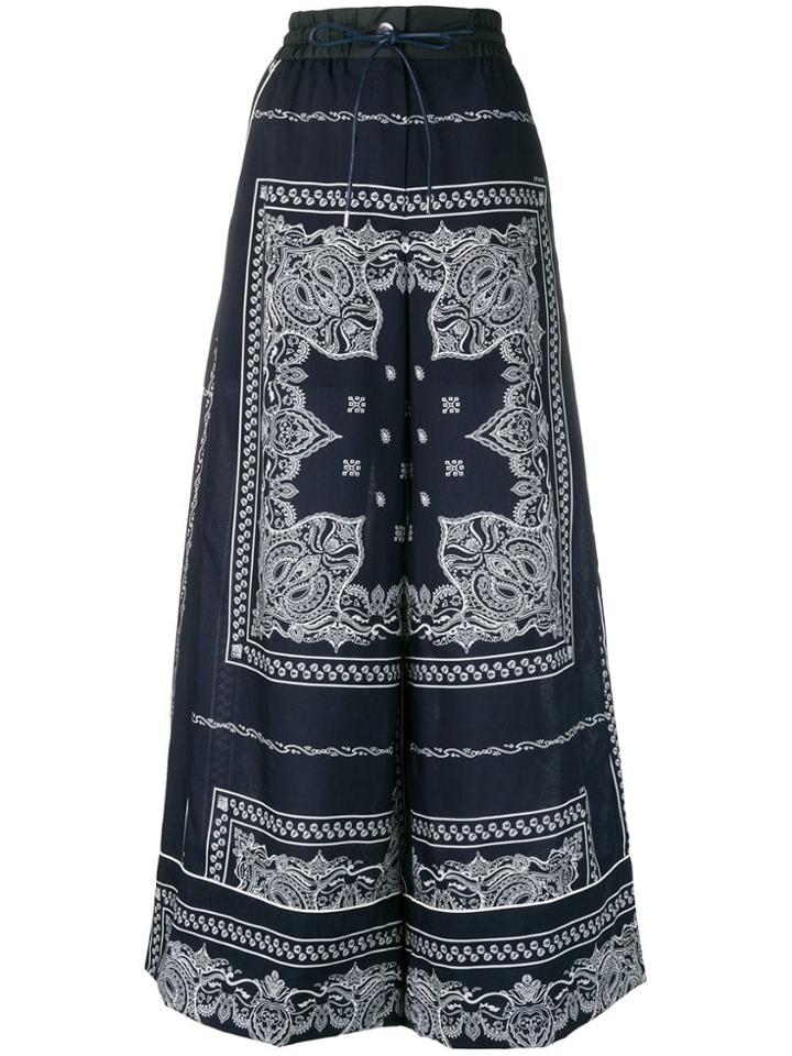 Sacai Mandala Print Trousers - Blue