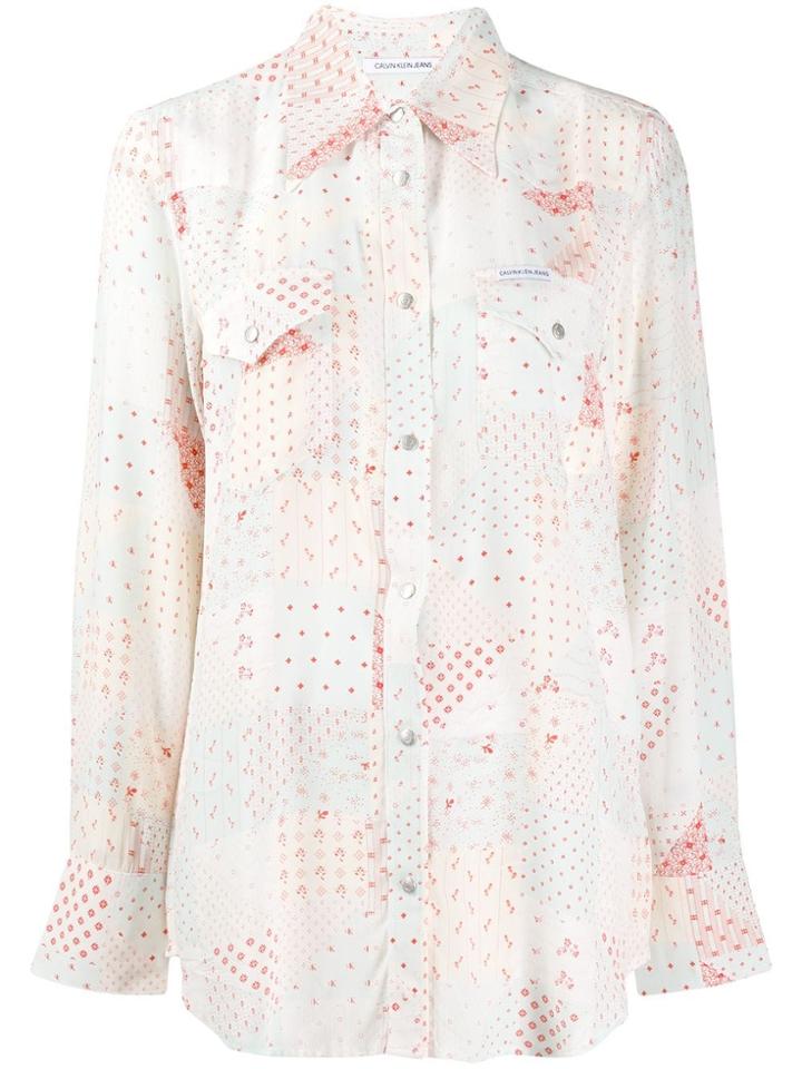 Calvin Klein Jeans Patchwork Print Shirt - White