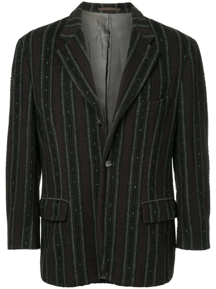 Comme Des Garçons Vintage Dotted Details Striped Blazer - Brown