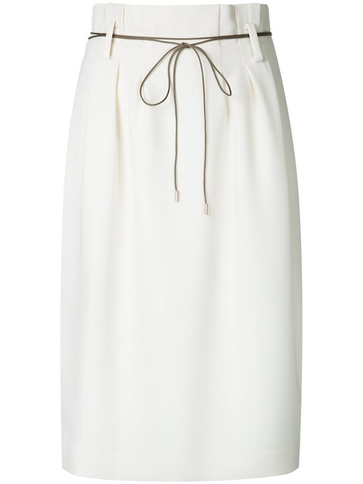 Estnation - Tied High Waist Skirt - Women - Acetate - 36, White, Acetate