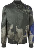 Emporio Armani Watercolour Print Jacket, Men's, Size: 50, Green, Polyester/acetate