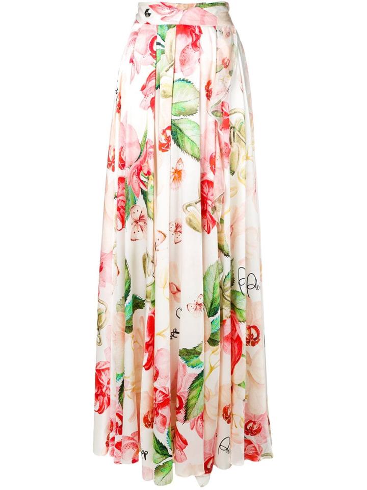 Philipp Plein Floral Print Skirt - White