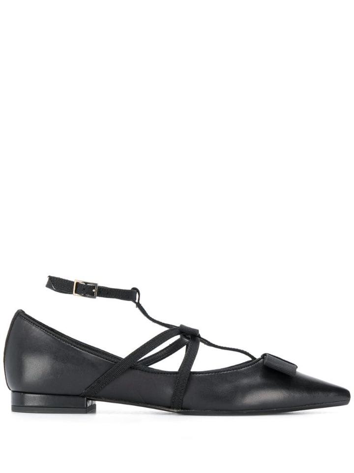 Anna Baiguera Bow-detail Pointed Ballerinas - Black