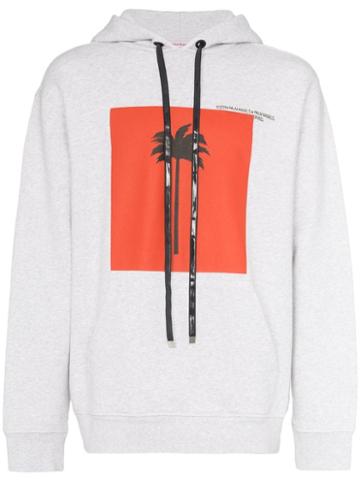 Palm Angels Palm Print Graphic Hoodie - Grey