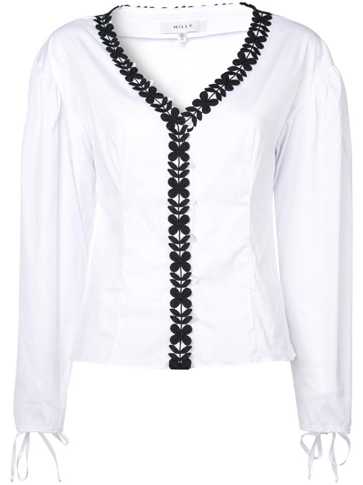 Milly Floral Trim Blouse - White