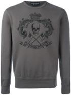 Alexander Mcqueen Skull Crest Print Sweatshirt, Men's, Size: Large, Grey, Cotton