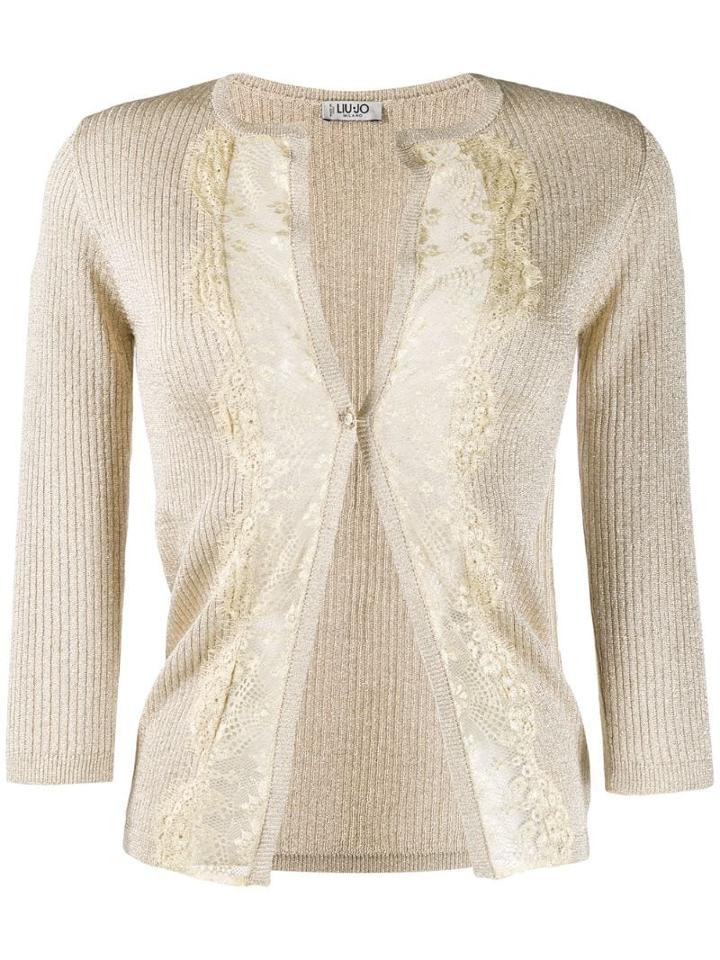 Liu Jo Lace Panel Cardigan - Gold