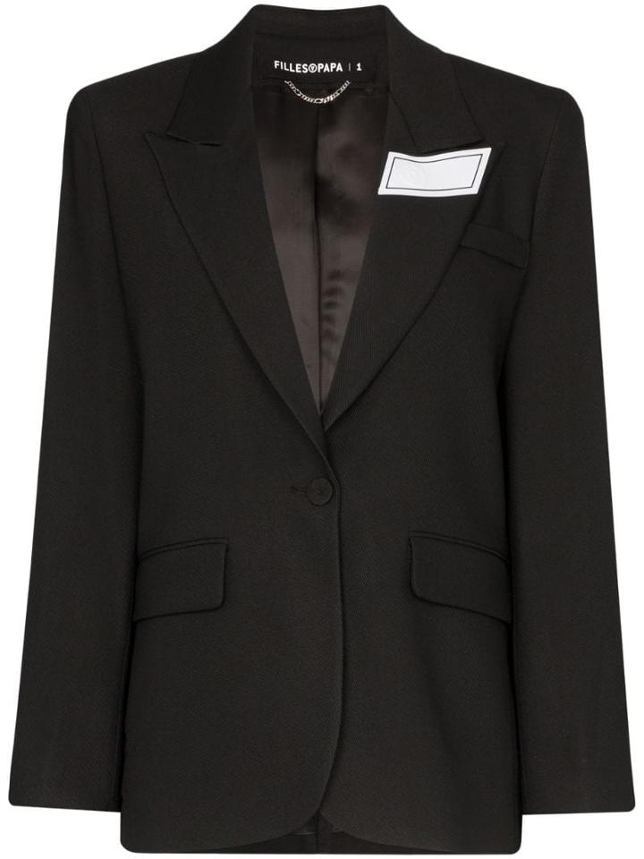 Filles A Papa Tailored Logo Patch Blazer - Black