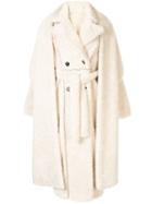 Ruban Layered Faux-fur Coat - White