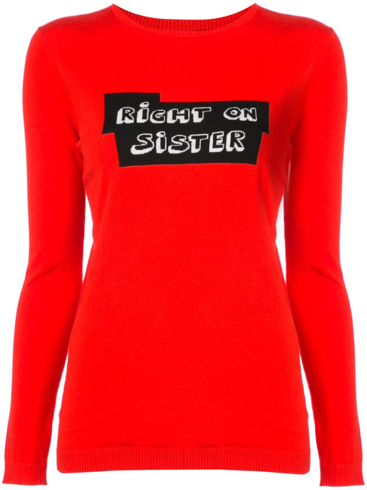 Bella Freud Knitted Slogan Top - Red