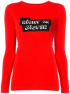 Bella Freud Knitted Slogan Top - Red