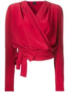 Pinko Wrap Front Cropped Blouse - Red