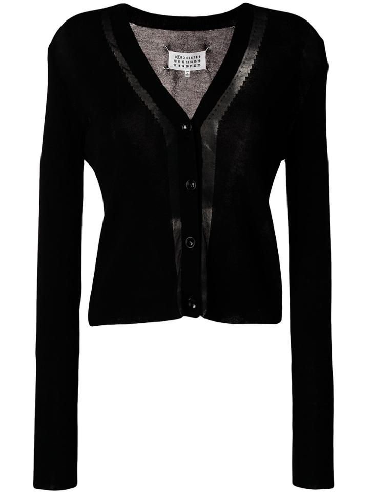 Maison Margiela Sheer Panel Cropped Cardigan - Black