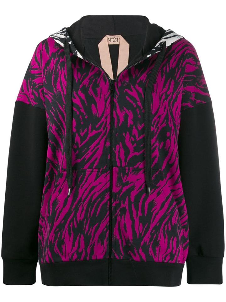 Nº21 Animal Stripe Hoodie - Black