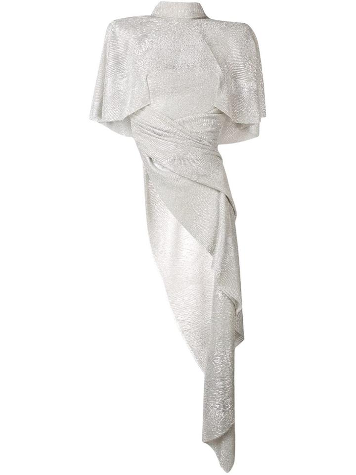 Talbot Runhof Asymmetric High Neck Top - Silver