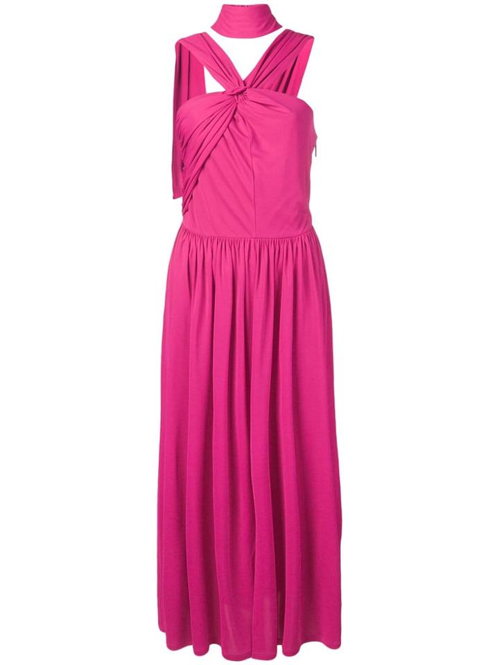 Msgm Long Asymmetric Dress - Pink