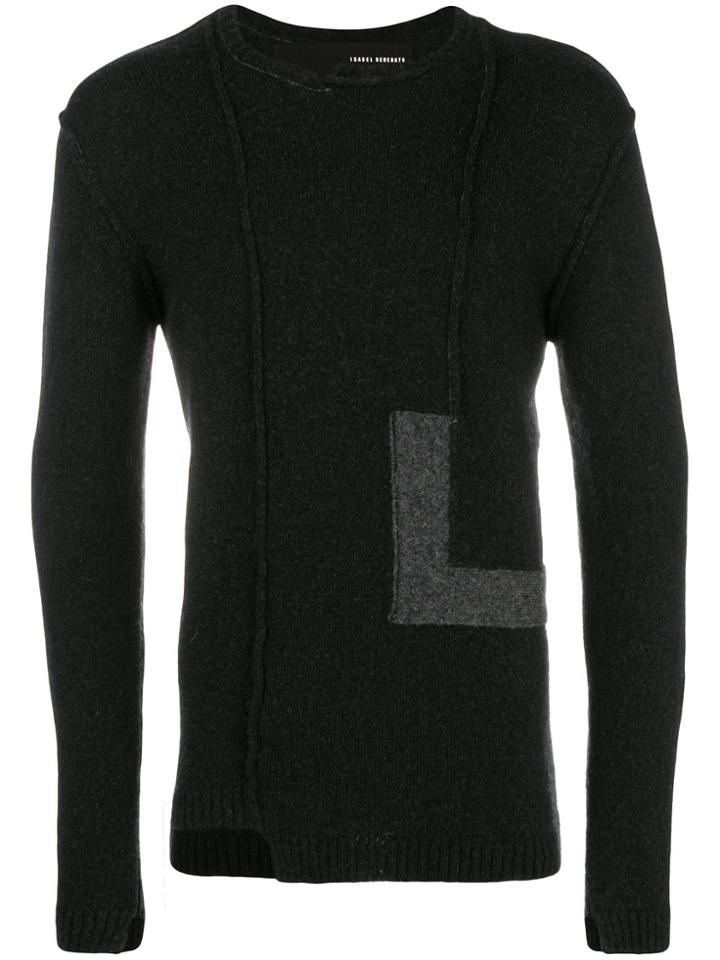 Isabel Benenato Notched Panelled Sweater - Black